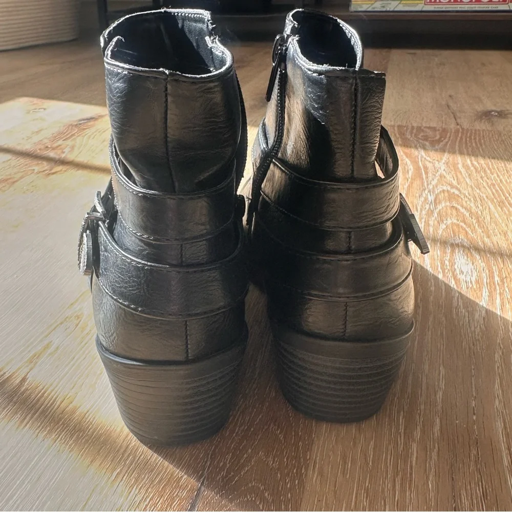 Easy Street Black Ankle Boots with Buckle Detail